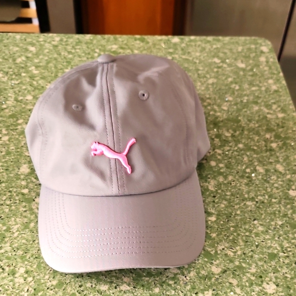 Puma  Gray Cap with Pink Logo